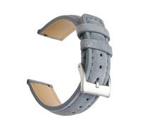 WENH Vintage Suede Leather Watch Strap 18mm 19mm 20mm 22mm Handmade Watchband Grey Brown Replacement Belts For Accessories(Grey 1,22mm)