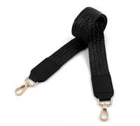 WENH Wide Woven Purse Straps Leather Raffia Braided Bag Handles Replacement Belt For Women Canvas Crossbody Handbag DIY Accessories(Black)