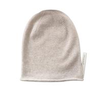 WENH Women Cashmere Plain Knitted Slouchy Beanie Hat Simple Solid Caps Rolled Hem Soft Wool Winter Spring WarmHair Bonnet(Cream)