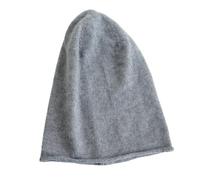 WENH Women Cashmere Plain Knitted Slouchy Beanie Hat Simple Solid Caps Rolled Hem Soft Wool Winter Spring WarmHair Bonnet(GRAY)