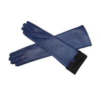 WENH Women's Long Gloves Classic Solid Color At Elbow Versatile Windproof Warm Driving Leather Gloves(Navy Blue,7.5)