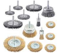 WENHUALI Wire Brush for Drill, 14 Pcs Wire Wheel Brushes with 1/4'' Shank, Carbon Steel Bristles Drill Wire Brush Attachment, for Cleaning Rust, Paint, Abrasive