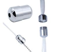 WENHUAZAI 6 Pack Cord Connector Metal Chrome Bathroom Light Pull Cord Joiner with Connector Clip Weighted Acorn Cord Pull Cord for Ceiling Light Switches Shower Blinds Fan Pull Cord