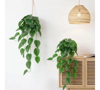 Wenhuidr 2Pack Artificial Hanging Plants, Fake Ivy Trailing Plants with Pot