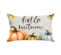 WENIANRU Ink Painting Watercolor Orange Pumpkins Hello Autumn Fall Y'all Home Sofa Cushion Cover Pillows Cotton Linen Decorative Throw Pillow Cover Case Lumbar Rectangular 12 x 20 Inches