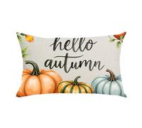 WENIANRU Ink Painting Watercolor Orange Pumpkins Hello Autumn Fall Y'all Home Sofa Cushion Cover Pillows Cotton Linen Decorative Throw Pillow Cover Case Lumbar Rectangular 12 x 20 Inches