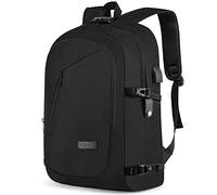 WENIG Large 17.3 Inch Travel Laptop Backpack Water Resistant Anti-Theft Computer Work Bag with USB Charging Port Lock Big Business School Rucksack for Men and Women - Black