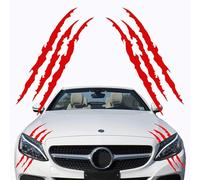 WENINETIES 2 Pcs Claw Marks Car Stickers for Renault 4 E-Tech 2025-, Monster Scratch Decal Headlight Wrap Graphics Styling Body Vinyl Decorative Kit,Red