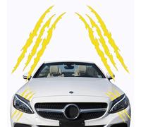 WENINETIES 2 Pcs Claw Marks Car Stickers for Renault 5 E-Tech (R5) 2024-2025, Monster Scratch Decal Headlight Wrap Graphics Styling Body Vinyl Decorative Kit,Yellow