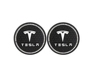 WENINETIES 4PCS Car Coasters for Tesla Model 3 Model Y Model S Model X, Car Cup Holder Coaster,Car Cup Coaster,Anti-Slip Shockproof Car Coasters,for Hot Drinks Car Coasters