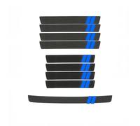 WENINETIES 9Pcs Car Door Sill Protector Guards for Toyota Tacoma II Single Cab 2004-2015, Auto Door Entry Pedal Plates Durable Scratch Covers Premium PU Leather,Blue