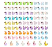 Weniubit 104 Pcs Mini Resin Ducks, 20 Colors Tiny Ducks Glow in The Dark, Mini Resin Animals Duck with Crowns, Miniature Little Duck for Aquarium Garden Fairy Dollhouse Decor