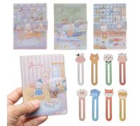 Weniubit 4 Pcs Pocket Notebook A7 with 8 Paper Bookmark, Colorful Small Notebooks Pocket Size for Carrying Around, Portable Mini Notebooks for School Home Office Work Church(Bear)