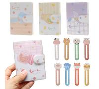 Weniubit 4 Pcs Pocket Notebook A7 with 8 Paper Bookmark, Colorful Small Notebooks Pocket Size for Carrying Around, Portable Mini Notebooks for School Home Office Work Church