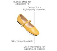 WENJIAZHIZHI Women's Square Toe Ballet Flats Comfortable Mary Jane Stylish Casual Slip On Walking Flats