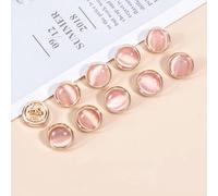 WENJINLU 10 Pieces Beautiful Opal-like Buttons 10mm Pretty Gold Color Metal Round Shank Button DIY Garment Collar Sleeve Buttons