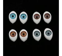 WENJINLU 4 Pairs Oval Flat Back Plastic Eyes 5mm/6mm/7mm/8mm/9mm Iris for Porcelain or Reborn Dolls Making DIY Supplies