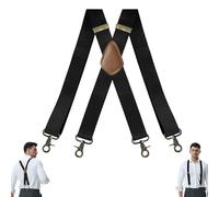 WENJION 1.5Inch Black Suspenders for Men, Heavy Duty Work Suspender with Sturdy Metal Clips, Comfortable Adjustable Suspender Belt Loop Design, 1.5-Inch Wide Black Formal/Casual Suspenders for Women