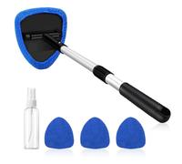 WENJION 5 Pcs Window Cleaner Tool Kit, Auto Windscreen Cleaner with 3 Reusable Microfiber Pads, Detachable Handle & Extendable Design, Windshield Wiper for Inside Glass Cleaning, Windscreen Cleaner