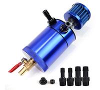 WENJTP Oil Catch Can Kit with 4 Adapters + Breather Filter Drain Valve Plug 2 Ports (1 oulet + 1 inlet) 150ml Universal Aluminum Baffled Oil Reservoir Tank Oil Separator (Blue)
