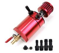 WENJTP Oil Catch Can Kit with 4 Adapters + Breather Filter Drain Valve Plug 2 Ports (1 oulet + 1 inlet) 150ml Universal Aluminum Baffled Oil Reservoir Tank Oil Separator HTRACING