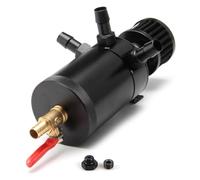 WENJTP Universal 150ml Car Oil Catch Can Kit Reservoir Tank, Compact Baffled 3-Port Oil Separator 2 Inlets 1 Outlet Black with Breather Filter + Drain Valve