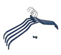 Wenko 10250911100 Set of Shaped Hangers Multi 4+4 Clothes Hangers with Antislip Coating, Connecting bar, Metal Chrome Plated, 42 x 19 x 1 cm, Silver Shiny