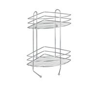 Wenko 15498100 Exclusive Corner Rack 2 Shelves, 2 Hooks, Metal Steel, 23.5 x 43 x 30.5 cm, Chrome