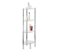 Wenko 15852100 Bathroom corner rack Yago 4 glass shelves, Metal Steel, 30 x 104 x 30 cm, Chrome