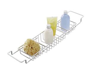 Wenko 17472100 Bathtub Tray extendable, Metal Stainless Steel, 5892 x 8 x 13 cm, Shiny