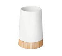 Wenko 17675100 Toothbrush tumbler Bamboo, Ceramic, 8 x 11.6 x 8 cm, White
