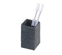 Wenko 17920100 Toothbrush tumbler Slate Rock stonelook, Plastic Polyresin, 6.4 x 10.5 x 6.4 cm, Grey Anthracite