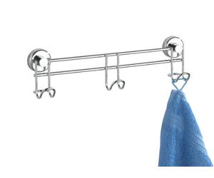 Wenko 18524100 PowerLoc Hook Strip Sion 3 Hooks, Fixing Without Drilling, Metal Steel, 31 x 8.5 x 5 cm, Chrome