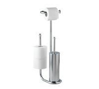 WENKO 18730100 Free Standing Toilet Brush Universalo Chrome - with Spare roll Holder, Steel, 20 x 62.5 x 23 cm, Chrome