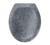 Wenko 18902100 Premium Toilet seat Ottana Granite, rustproof FixClip hygienic Stainless Steel mounting, 37.6 x 45.2 cm, Grey
