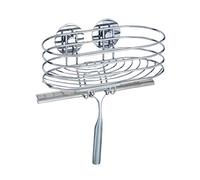 WENKO 18916100 Turbo-Loc® Wall Shelf with Shower Squeegee - Fixing Without Drilling, Steel, 24 x 27.5 x 13.5 cm, Chrome