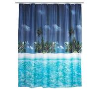 Wenko 19101100 Shower curtain Palm Beach - waterproof, easy to clean, Plastic - PEVA, Multicoloured