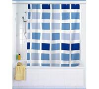 WENKO 19140100 Shower curtain Mosaic - waterproof, easy to clean, Polyethylene, 200 x 180 cm, Blue