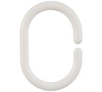 WENKO 19191100 Shower curtain rings small - set of 12, oval, Plastic, 4.5 x 3 cm, White