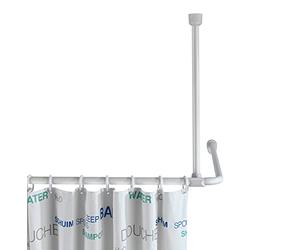 Wenko 19213100 Ceiling support for telescopic shower rail 57 cm length, Metal Aluminium, White
