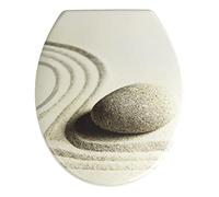 WENKO 19651100 Toilet seat Sand and Stone - rustproof Stainless Steel mounting, Duroplast, 37.5 x 45 cm, Multicoloured