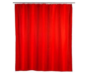 Wenko 20037100 Antimould Shower Curtain singlecolour Red Antibacterial, Washable, Plastic Polyester, Red