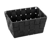 WENKO 20360100 Storage basket Adria Mini Long Black - bathroom basket, Polypropylene, 19 x 9 x 14 cm, Black