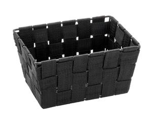 WENKO 20360100 Storage basket Adria Mini Long Black - bathroom basket, Polypropylene, 19 x 9 x 14 cm, Black