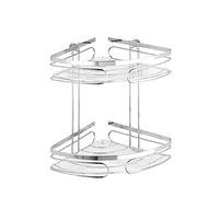 WENKO 20412100 2Tier Corner Rack Premium Fixing without drilling, Metal Stainless steel, 26.5 x 27.5 x 19 cm, Shiny