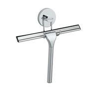 WENKO 20877100 Vacuum-Loc® bathroom squeegee - fixing without drilling, double wiper lip, Steel, 25 x 21.5 x 6 cm, Chrome