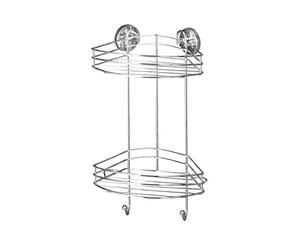 WENKO 20885100 Vacuum-Loc® 2-Tier corner rack - fixing without drilling, Steel, 23 x 43 x 21 cm, Chrome
