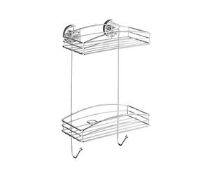 WENKO 20886100 Vacuum-Loc® 2-Tier wall rack - fixing without drilling, Steel, 26 x 43 x 15 cm, Chrome