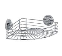 WENKO 20887100 Vacuum-Loc® corner shelf Bari - fixing without drilling, Steel, 31.5 x 8.5 x 22 cm, Chrome