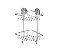 WENKO 20888100 Vacuum-Loc® 2-tier corner rack Bari - fixing without drilling, Steel, 22.5 x 29.5 x 16 cm, Chrome